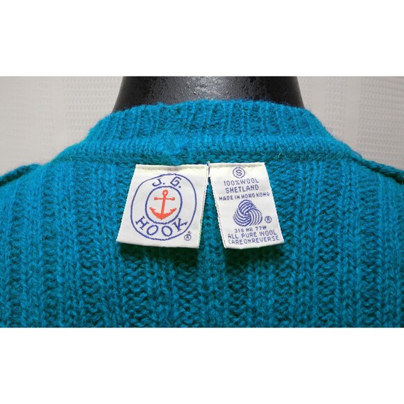 Vintage J.G. Hook Teal Shetland Wool Button-Front Vest V-Neck - Women's S - Picture 5 of 6